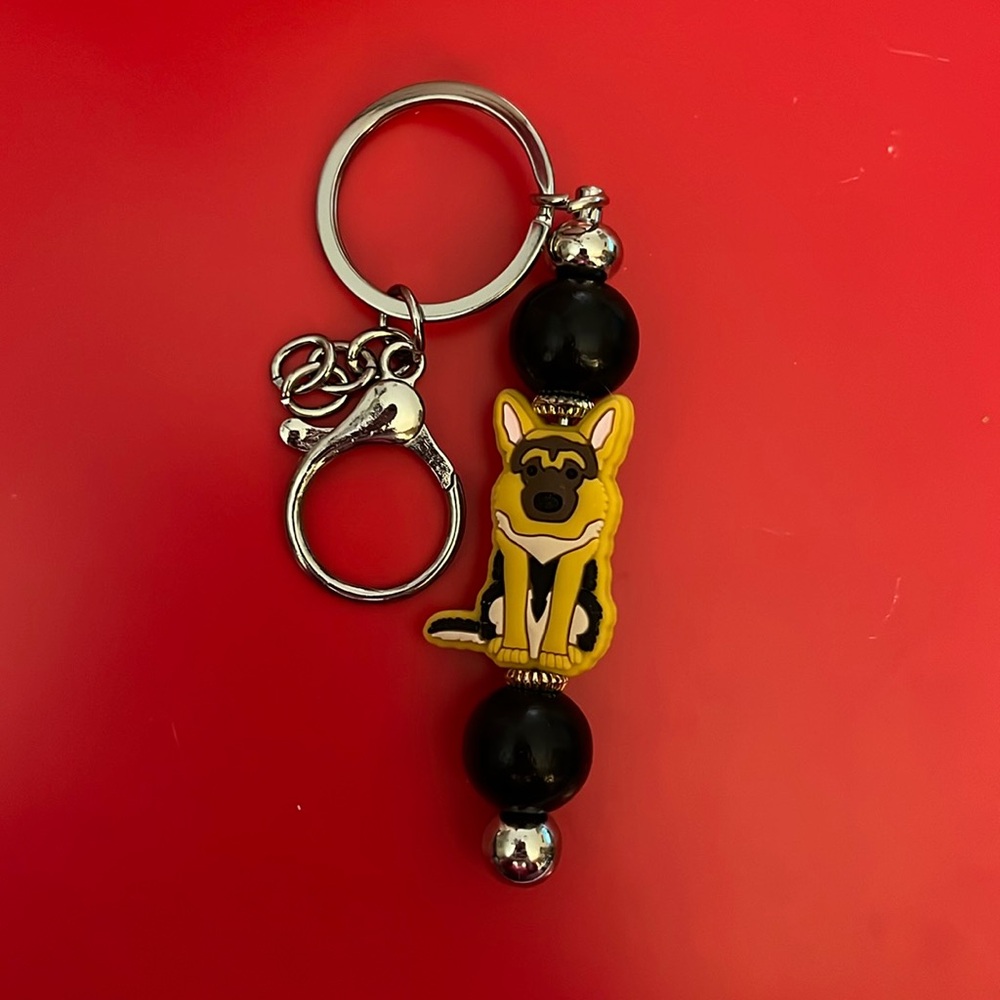 Handmade German Shepherd beaded Keychain